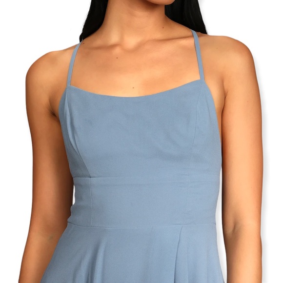 New Lulus Dreamy Romance Slate Blue Backless Maxi Bridesmaid Dress - Picture 3 of 13